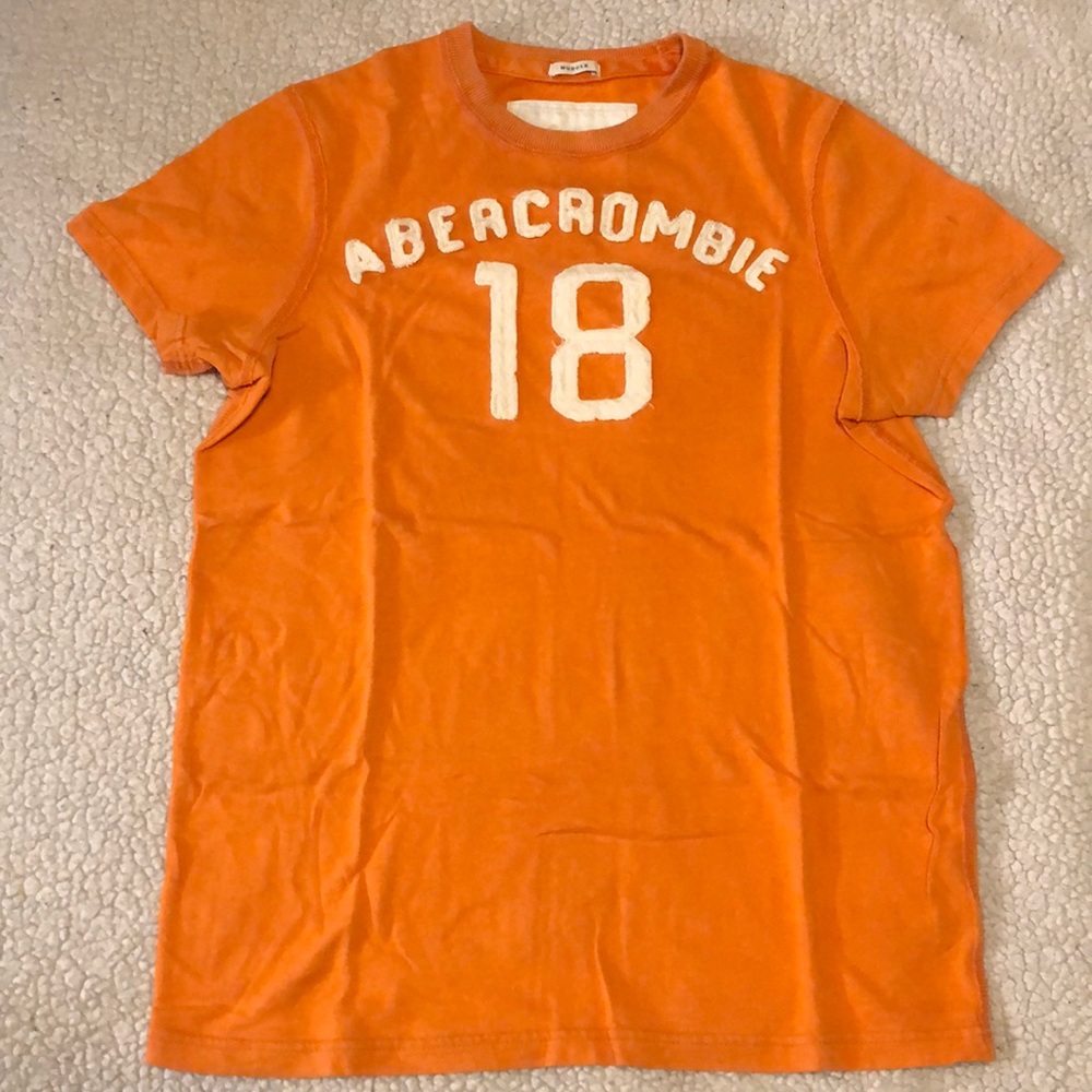 Abercrombie and Fitch embroidered tee. Size small. Orange